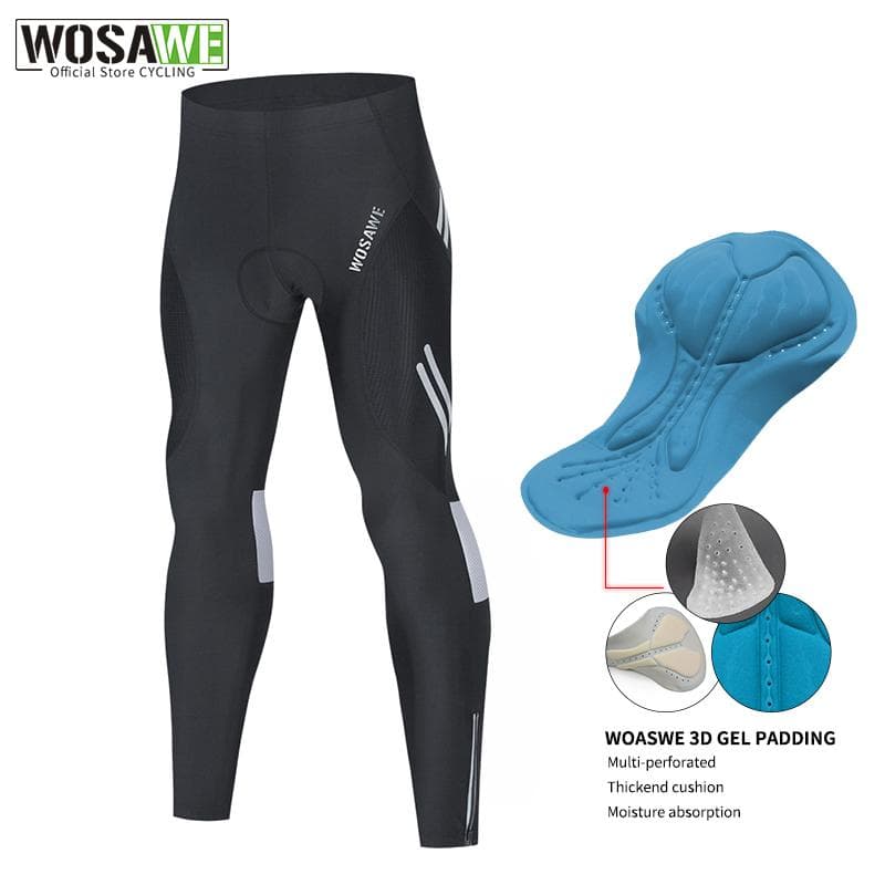 Sykkelbukser WOSAWE Sykkeltights for menn 3D Gelpolstret MTB Team Bike Ridebukser Svart