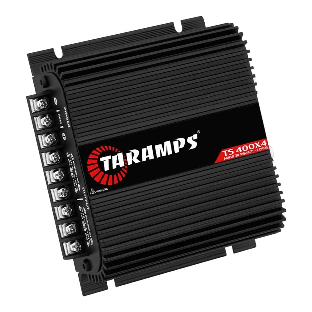 Taramps TS 400x4 Svart Bilstereo Forsterker - 400W RMS 4-kanals Klasse D, 2 Ohm, Høy Nivå Inngang, RCA
