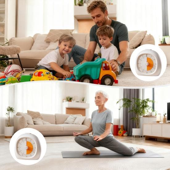 Barn Oppladbar Visuell Timer 60 Minutter Nedtelling Justerbart Volum Alarm Stille Pomodoro Timer Fokusforbedrende Timer Hvit