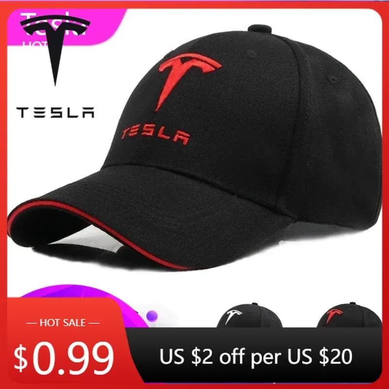 Bilklistremerke 2025 Ny Tesla Fire Šrstider Uformell for Tesla Baseballcapser Broderi Menn Kvinner Racing Snapback Solhatt Utendørs Sport