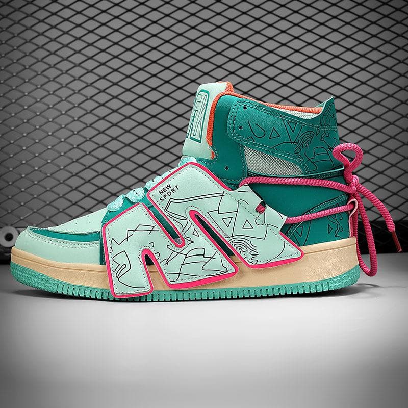 Retro Kontrasterende Fritidssko Moteable og Allsidige Tykksålede Høye Sneakers cm