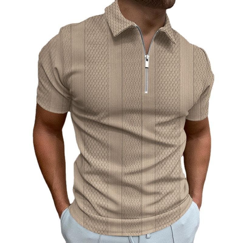 Sommer poloskjorte herre Solid kortermet polohals t-skjorte Uformell vertikal Jacquard topp herre cm Svart