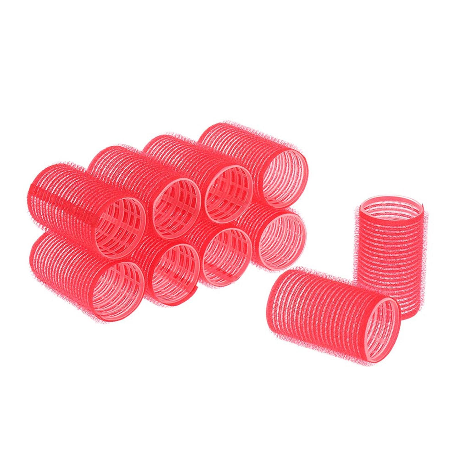 Hårruller Self Grip Salon Frisør Curlers DIY Curling Tool 10 pakker Rød