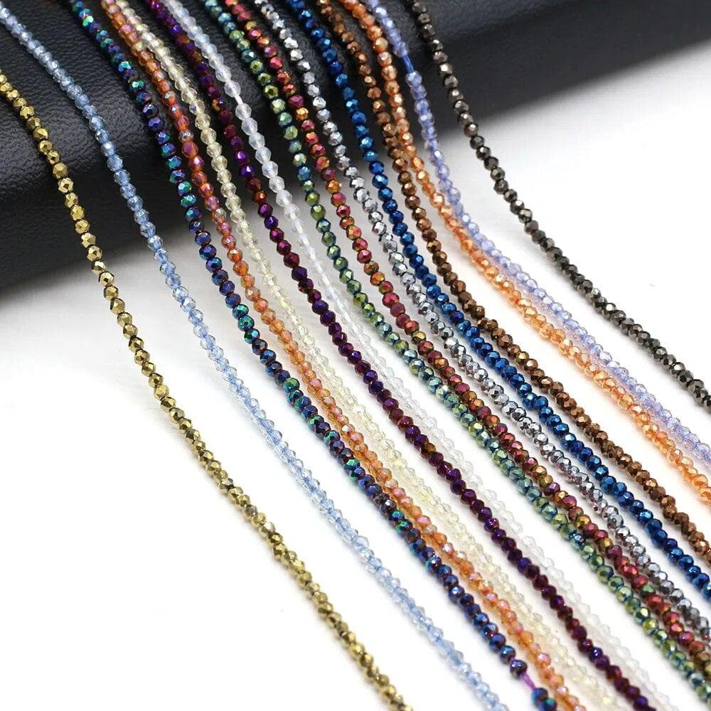 2mm/3mm 2 stk/sett Naturstein Spinell Fargerike Små Perler Fasetterte Glassperler for Smykkefremstilling DIY Halskjede Armbånd Tilbehør