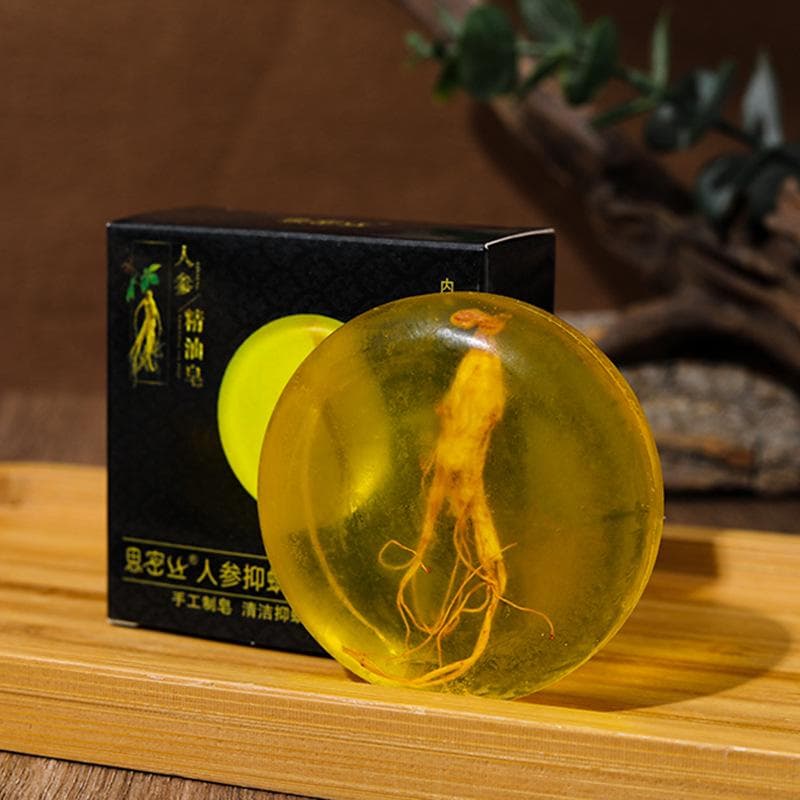 Ginseng Urte Såpe Fuktighetsgivende Rengjørende Håndlaget Såpebar for Alle Hudtyper (80g/100g)