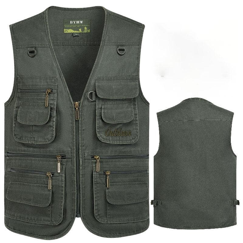 8XL 9XL 10XL Herre Casual Sommer Stor Størrelse Bomull Ermeløs Vest med Mange 16 Lommer Menn Multi Lomme Fotografi Veste Blå