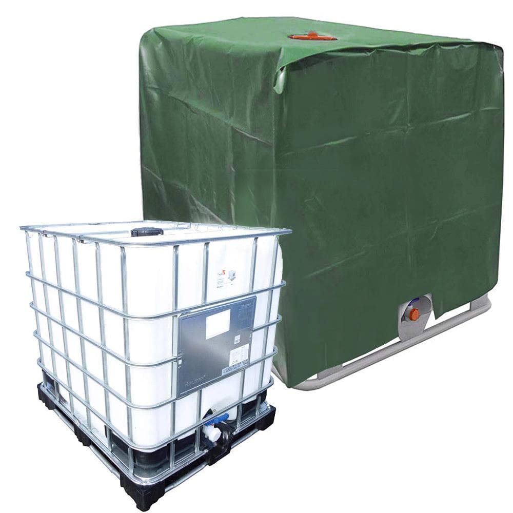 Grønn 1000 liter IBC-container Aluminiumfolie Vanntett og Støvtett Deksel Regnvannstank Oxford-stoff UV-beskyttelsesdeksel Grønn