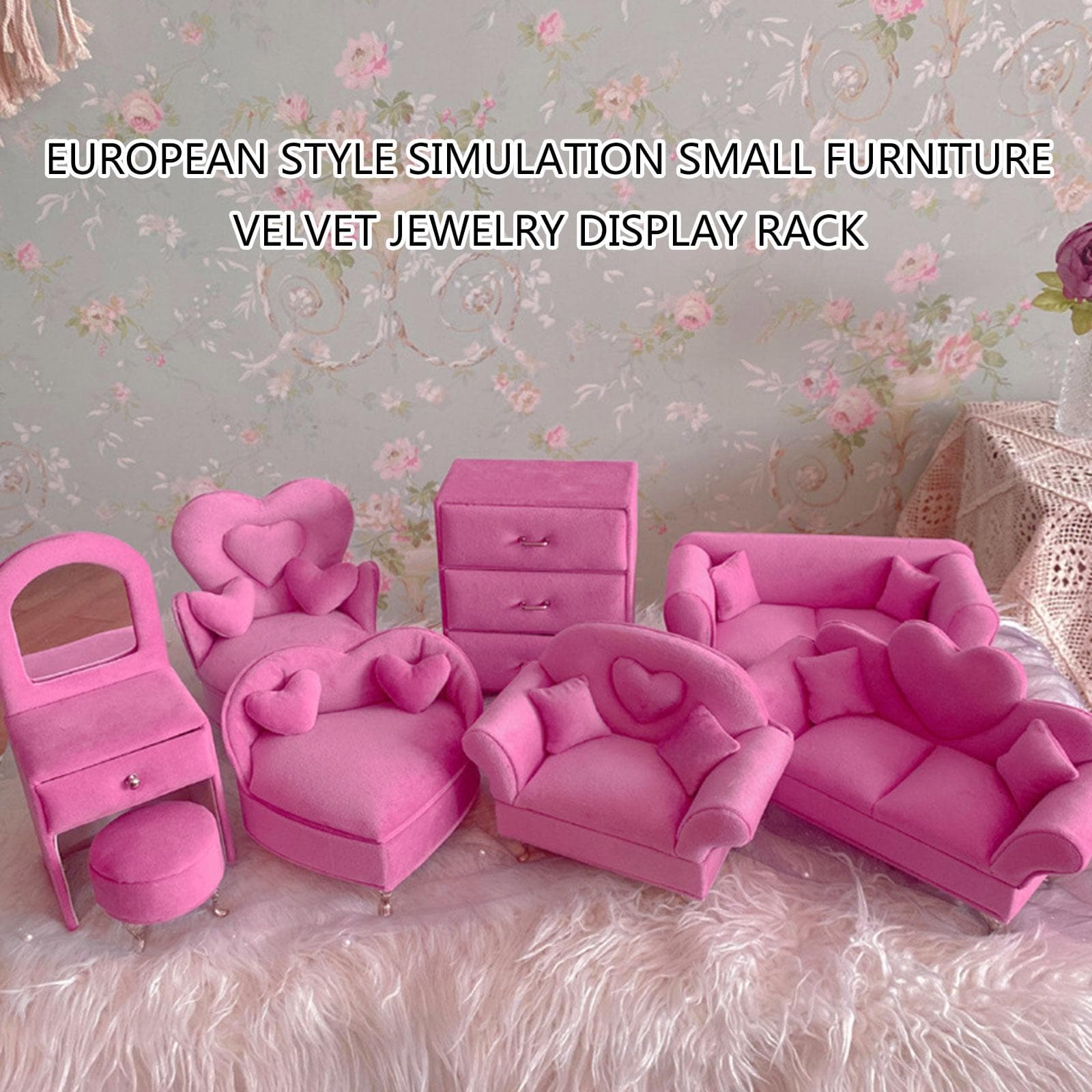 Europeisk inspirert smykkeholder Klassisk fløyelsmykkedisplaysofa Europeiske minimøbler for elegant dekorasjon