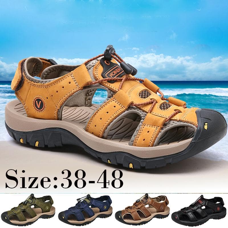 Store størrelser herresandaler38-48 innpakket herresandaler skinnsandaler Strandsko Vandring utendørs skinnsandaler cm Svart