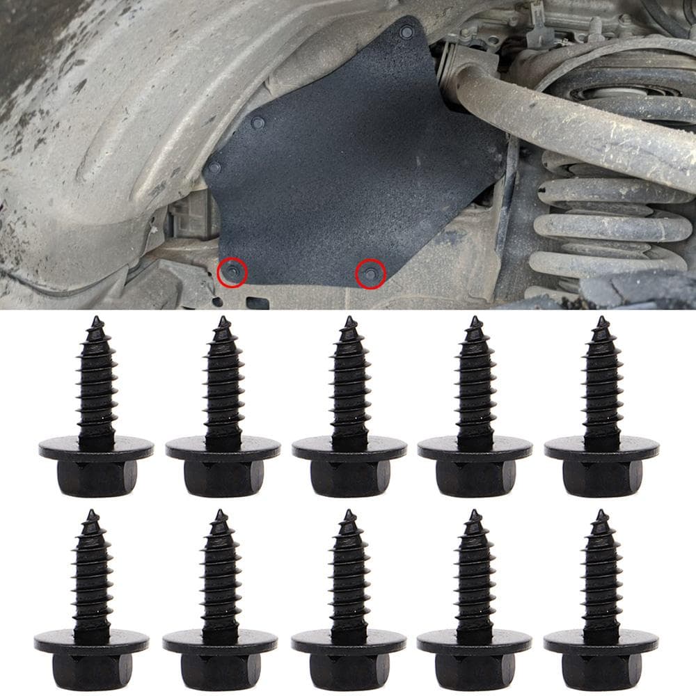 10 stk for Toyota SELVTAPPENDE HEX Støtfangerhjul Innerskjerm Splash Seal Shield Nagleklips WASHER Bolt Skruefeste 90159-60498 Svart