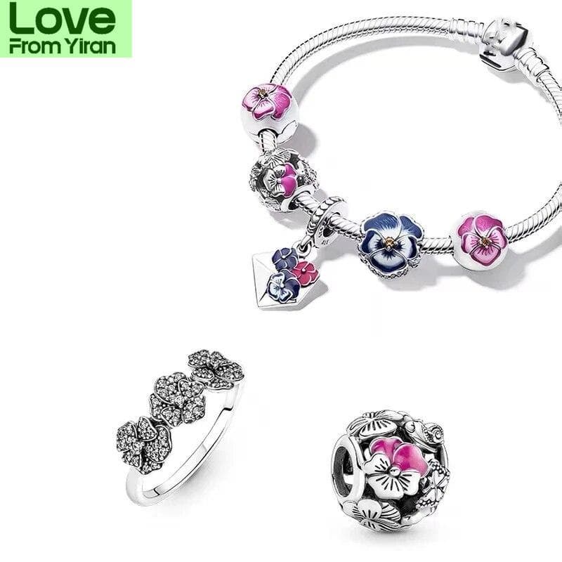 Nytt 925 Sterling Sølv Uendelighet Hansker Edelsten Anheng Blomst Berlock Perle Passer Original Mote Armbånd Mote Armringer Smykker