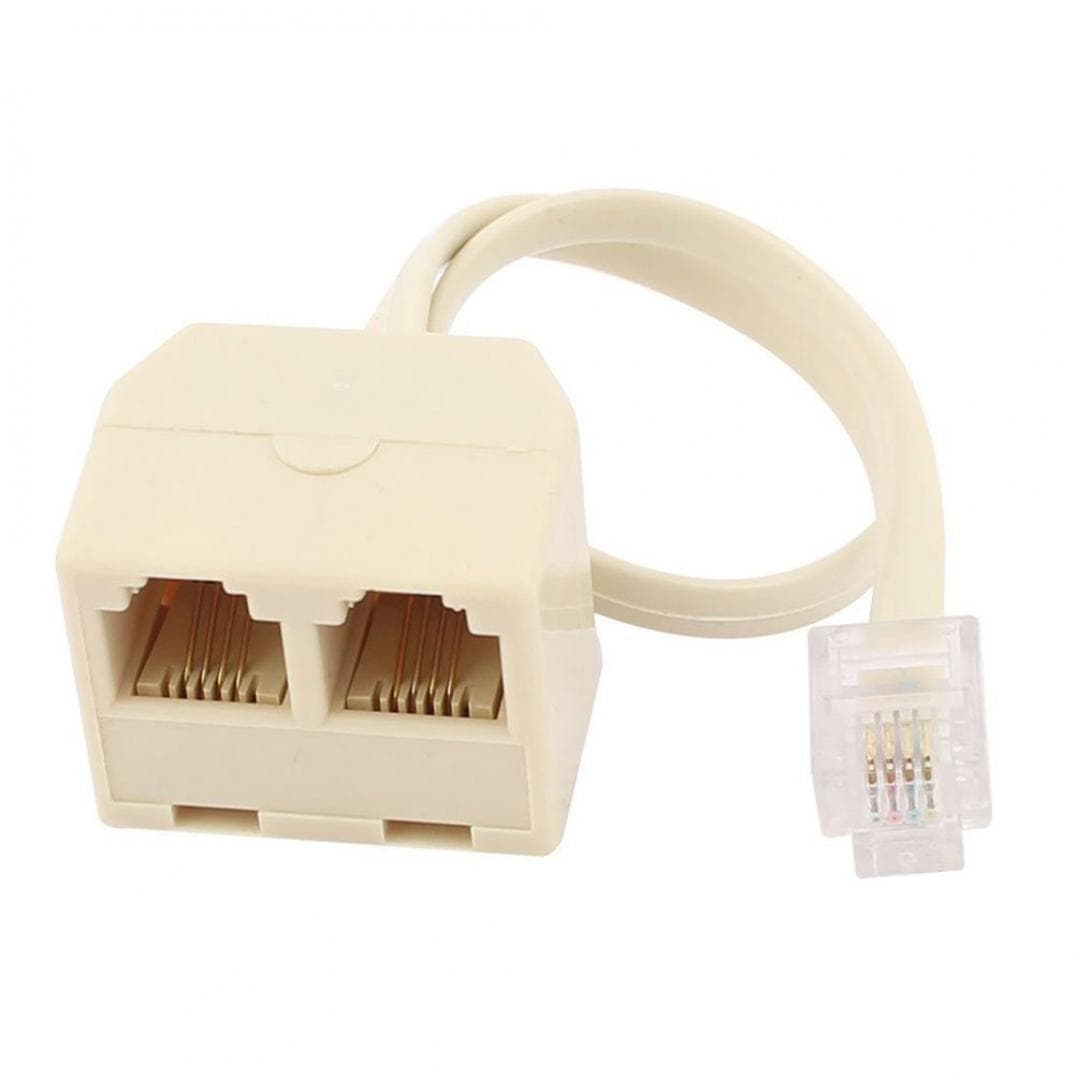 RJ11 6P4C hann til hunn 2-veis uttak telefonjack linje splitter adapter