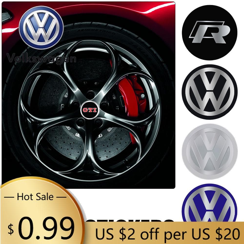 For VOLKSWAGEN VW 4 stk/sett Bilstyling Aluminium Metall Felgsentrum Deksel Merke Klistremerke For Volkswagen VW Golf Polo Passat Tou