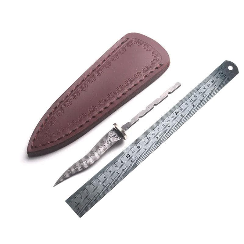 1 STK Halvproduserte Rosett Damaskus Stål Pu 'er Te Knive Billets DIY Fixed Blade Kniv Nåler Rekvisita Kjedelig blad