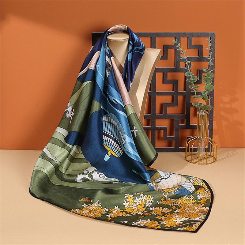 90x90cm 100% Mulberry Silkeskjerf Sjal Kvinner Vintage Luksustilbehør Vår Sommer Lett Solbeskyttelse Halsskjerf Belte Wrap 90cm