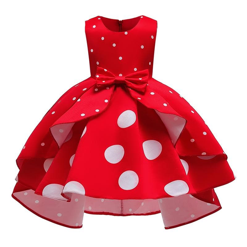 Barn Jenter Polka Dot Print Prinsessekjole Jenter Brithday Festkjoler Kostyme 120cm