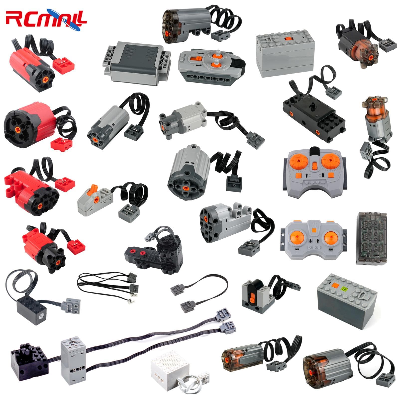 MOC Byggeklosser Simulering Spray Nebulisator Eksosdeler Togskinne Motor IR-kontroller Mottaker Mould King-serie Motor