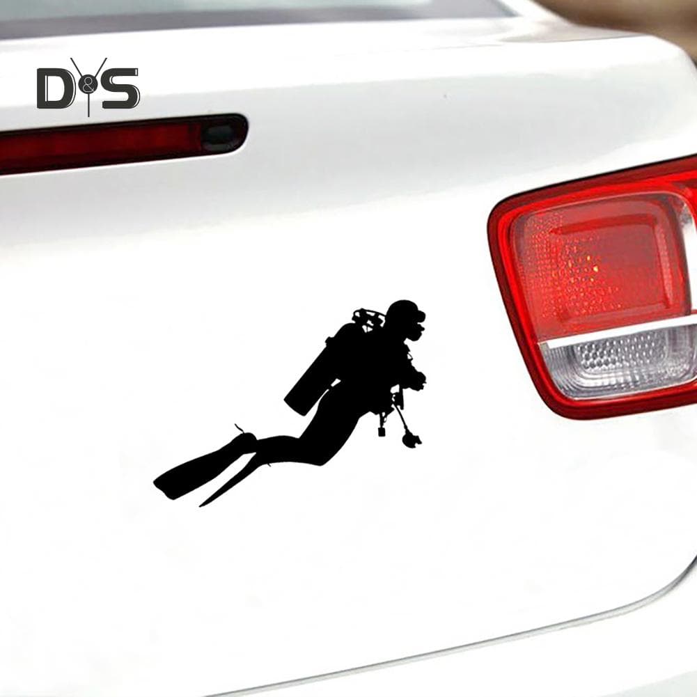 DYS Auto Shop Mote Scuba Diver Reflekterende Bil Kjøretøy Karosseri Vindusdekor Klistremerke Dekor Hvit
