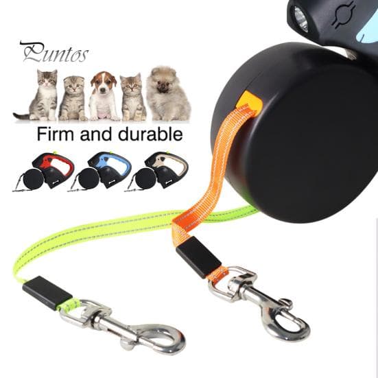 Uttrekkbart hundebånd for 2 hunder Nylon trekktau med LED-lys Ergonomisk håndtak bæsjposeholder for små hunder khaki