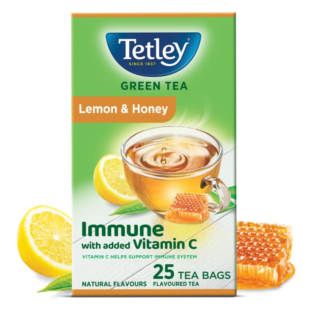 Tetley Grønn Te Sitron og Honning 25 Teposer 39g Naturlig Smaksatt Urtete Forfriskende Drikk