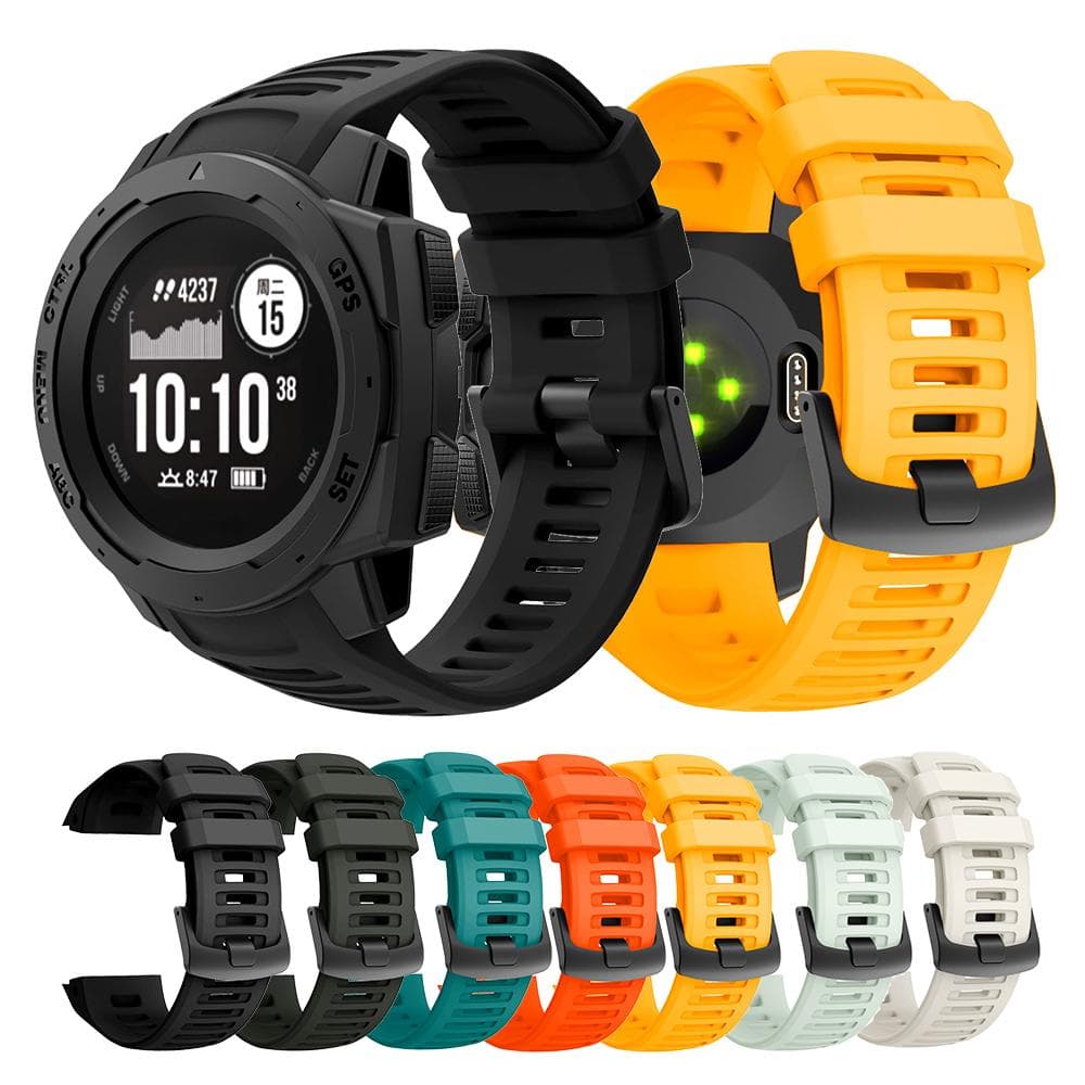 22 mm silikonklokkerem for Garmin Instinct/Instinct 2 Smart Watch Band Svart