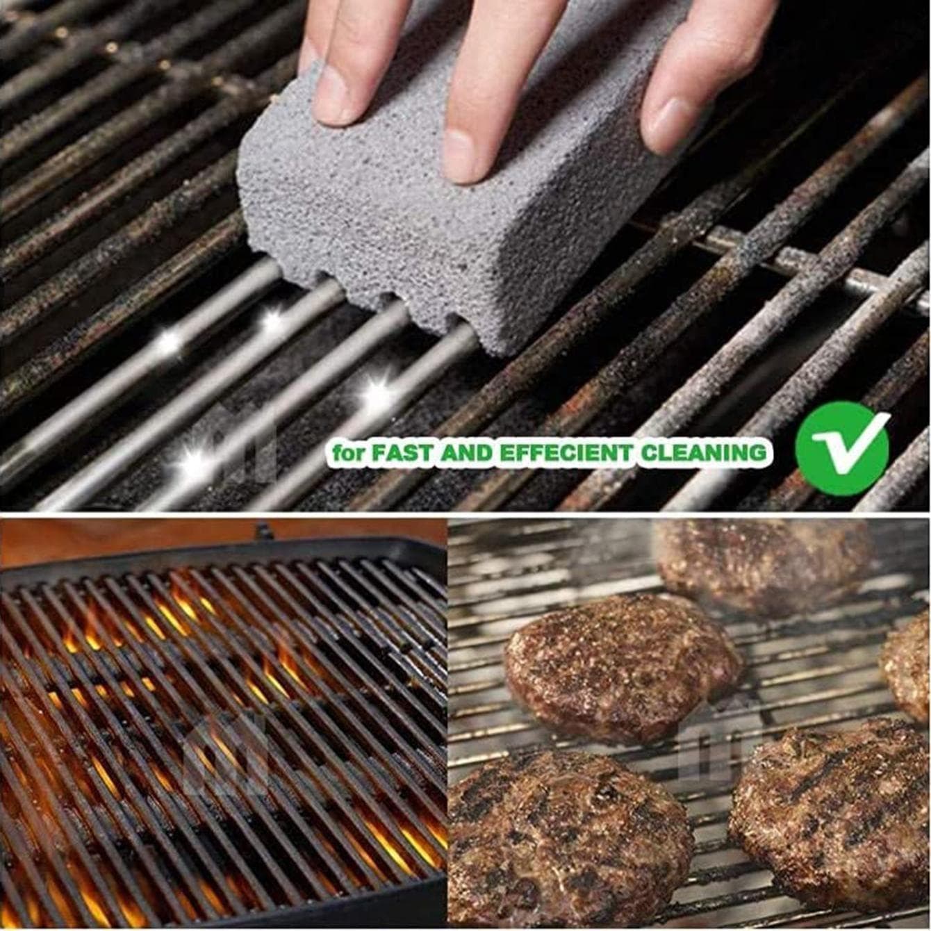 Grillrensebørste Murstein Blokk Grillrengjøringsstein Bimsstein for Grillrist Utendørskjøkken Grillverktøy Grå