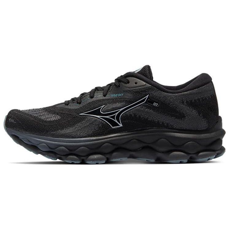 Mizuno Wave Sky 7 Komfortabelt Mote Stoff Lavsko Løpesko Unisex sneaker Svart J1GC230252 cm
