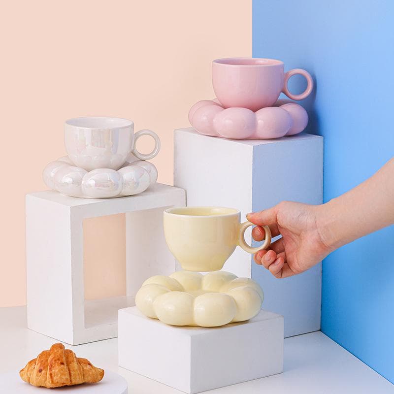 200ml Moderne Stue Keramikkkrus Sky Dekorativ tallerken Kaffekoppsett Keramikkkopp Hvit