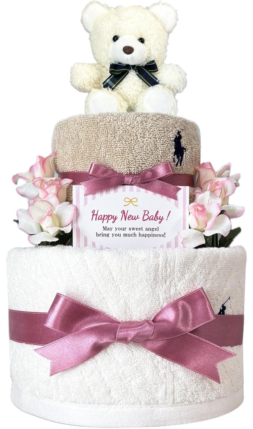 KanonBabys Bleiekake for Babyshower Bursdag Liten Størrelse Jenter, Gave, Gave, 2-lags, (rln3112)