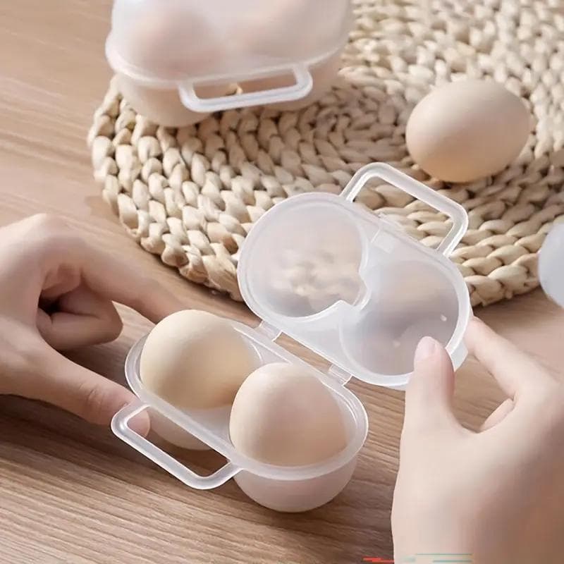 1 stk 2-roms utendørs bærbar eggboks plast eggebrett kjøleskap eggoppbevaringsboks støtabsorberende og anti-fall egglaster gjennomsiktig