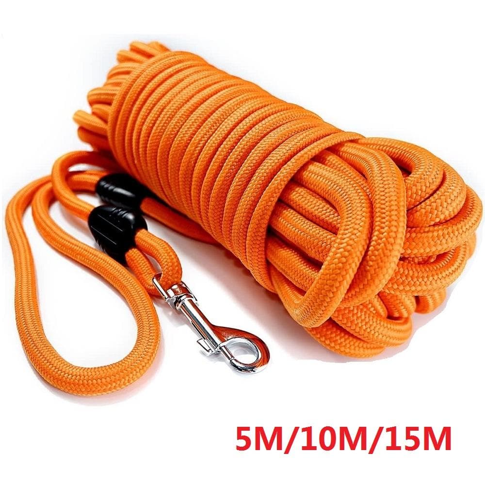 5M 10M 15M hundetreningsbånd Langt bly med polstret skumhåndtak for små, middels store, tunge hunder, sporing av camping agility trening Svart
