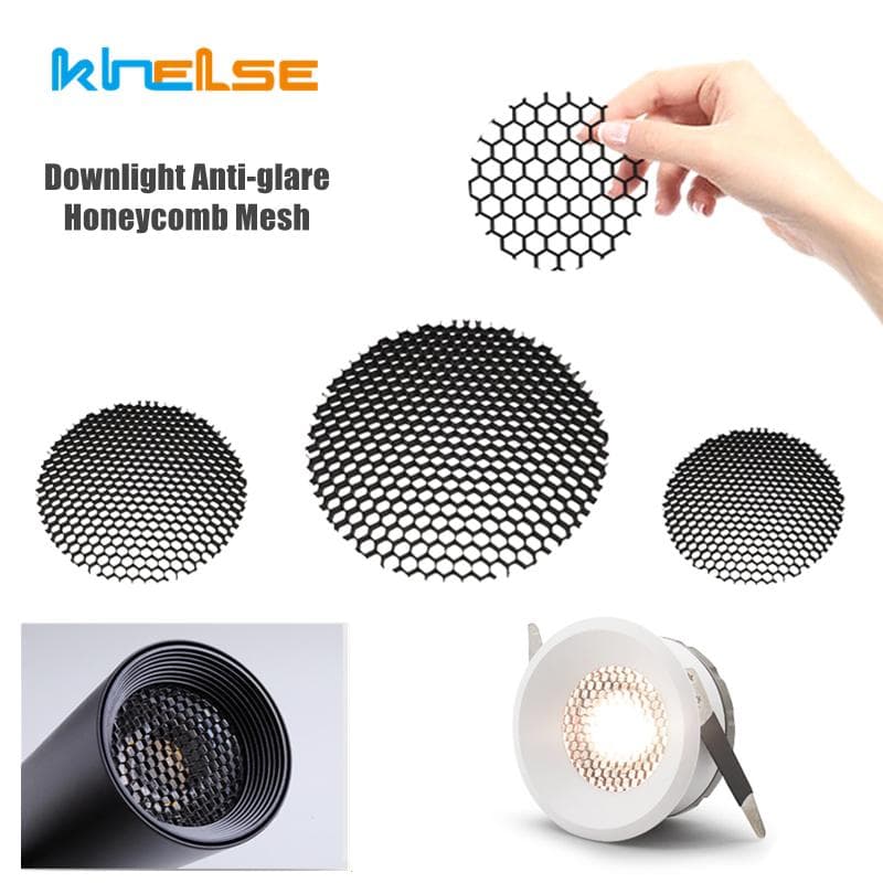 LED Downlight Anti-refleks honeycomb Mesh Cover Track Light Spotlight Mykt lys Aluminium Rund Anti-blendende Grill Shade Hoo