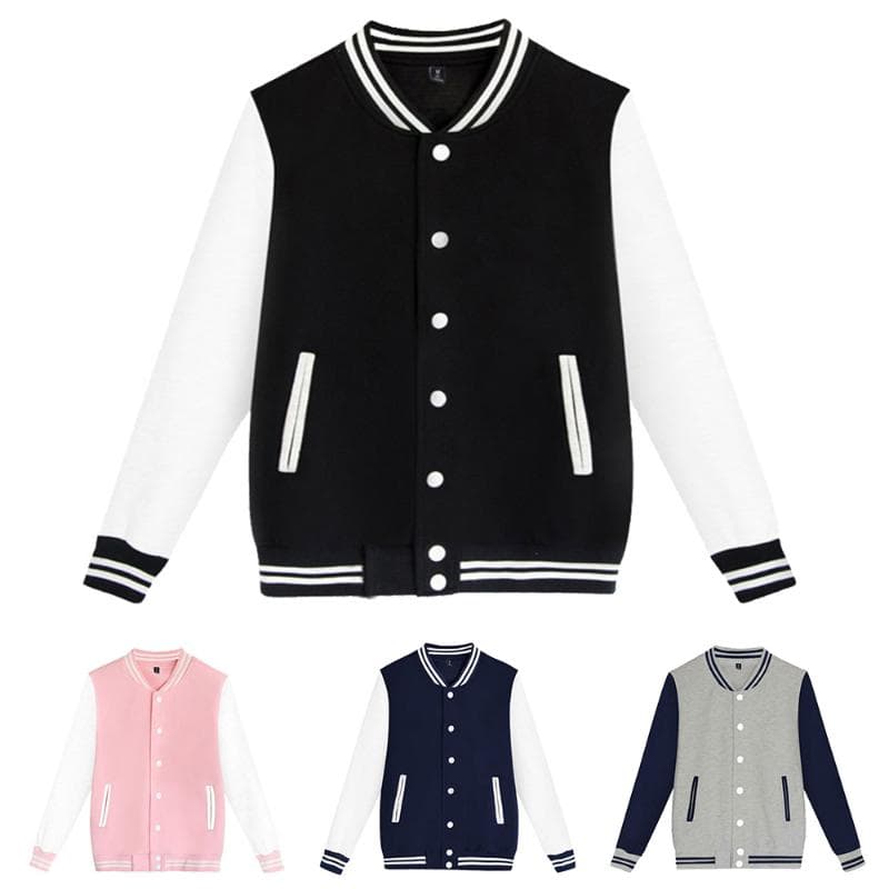 Herre Kvinner Varsity Baseballjakke College Uniform Sport Frakk Yttertøy Topp Unisex cm Rosa