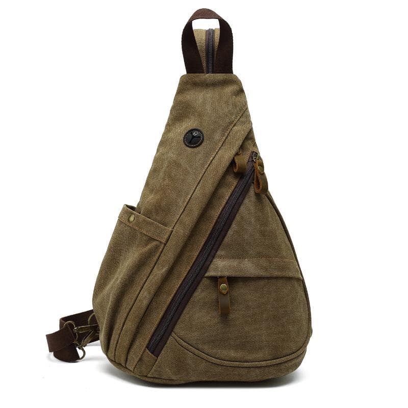 Ny Herre Lerret Brystveske Stor Kapasitet Casual Herreveske Enkel Skulder Crossbody Veske Multifunksjonell Ryggsekk