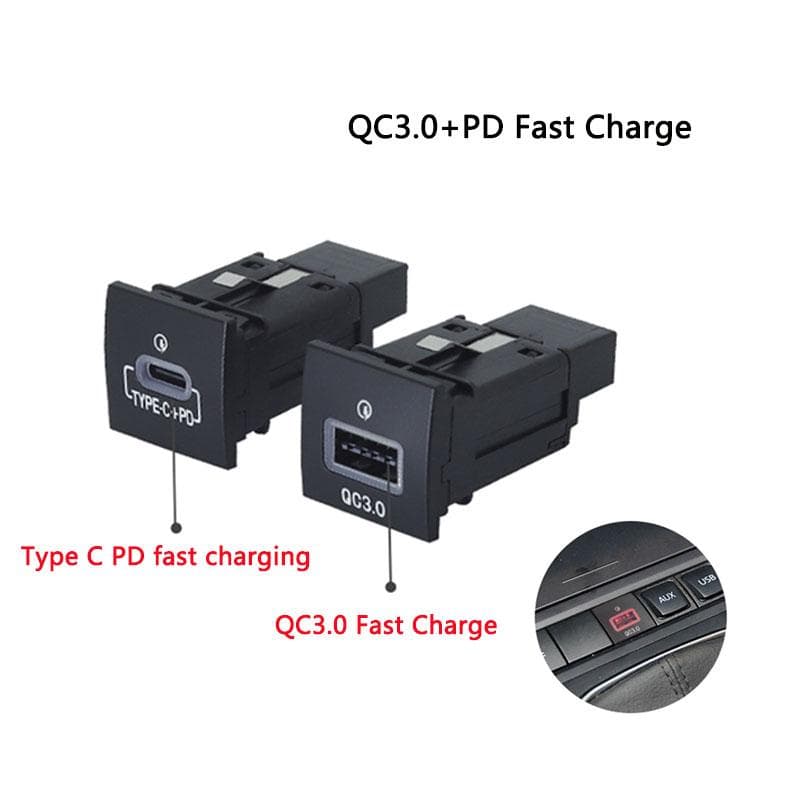 For VW Golf 6 Jetta 5 MK5 Scirocco 06-14 Bil USB-laderuttak PD Quick Charge QC3.0 Sigarettenner Interface Adapter