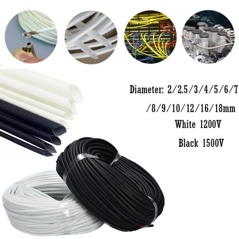 5 meter glassfiberrør 2- 18 mm silikonharpiksbelagt isolert myke kjemikalier Glassfiberflettet hylse Høytemperatur rørtråd