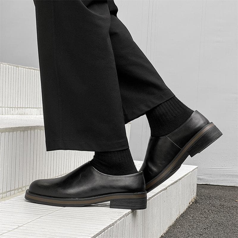 Britisk Stil Klassisk Casual Lærsandaler Menn Komfortable Utendørs Sko med Lukket Tå Halv-slippers Tykk Såle Sklisikre Gåsko cm brun