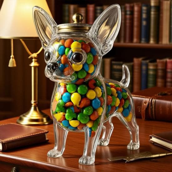 Godbitkrukke Gjenbrukbar Hundeformet Glass Lufttett Oppbevaring av Dyrefôr