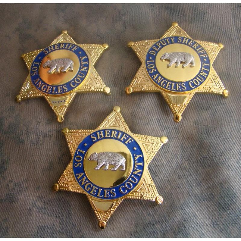 Metallmerke: LA COUNTY SHERIFF/DEPUTY SHERIFF Bjørnemerke ren bronse