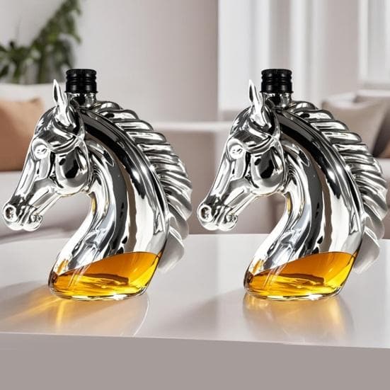 Hestehode Likørflaske med Silikonpropp Whiskeykaraffel Kreativt Glass 350ml Personlig Whiskeyflaske Whiskey