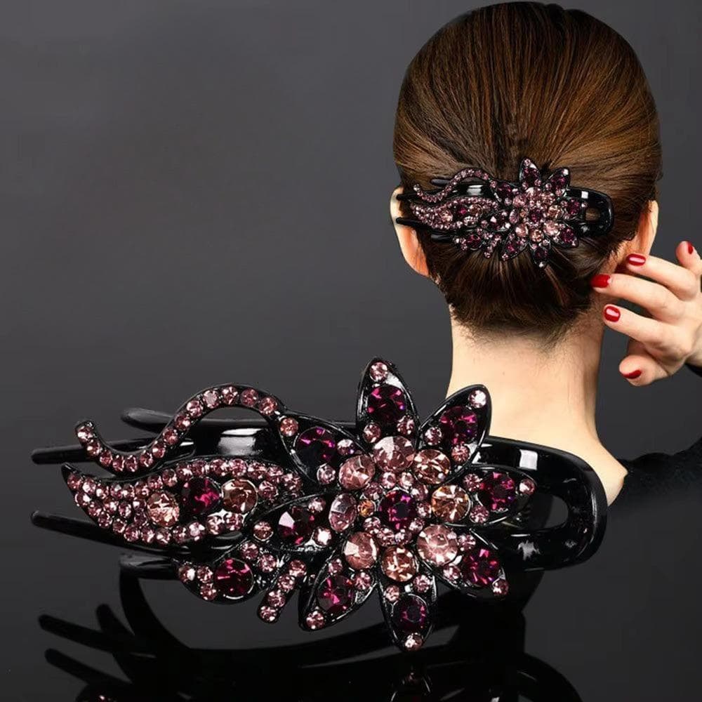 Skinnende Rhinestone Hårnål Blomst Blad Andenebb Hårklør Retro Hårklemmer Tilbehør For Kvinner cm flerfarget