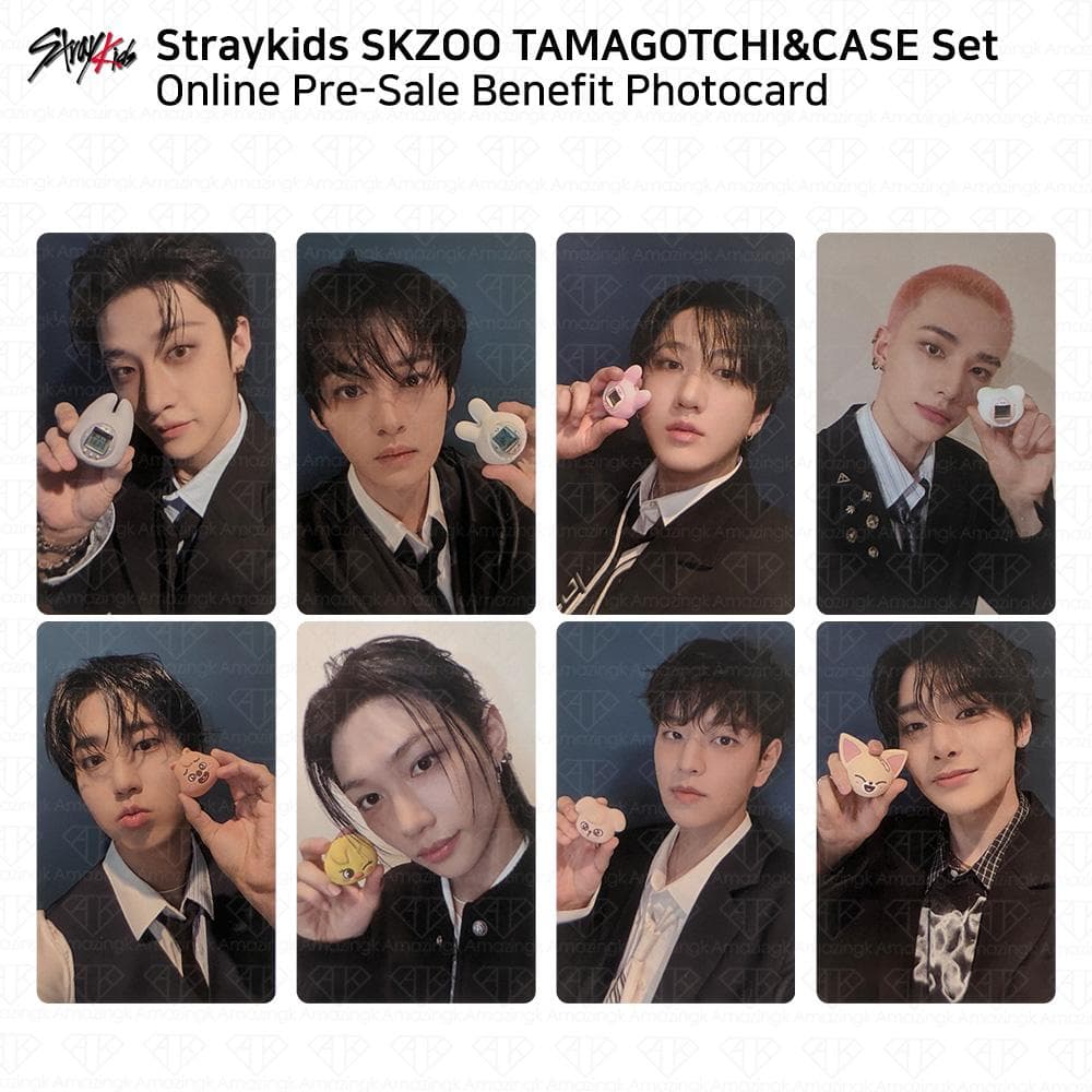 [INGEN Tamagochi-enhet] STRAYKIDS SKZOO Tamagotchi & Etui FANS Shop Online POB Fotokort cm