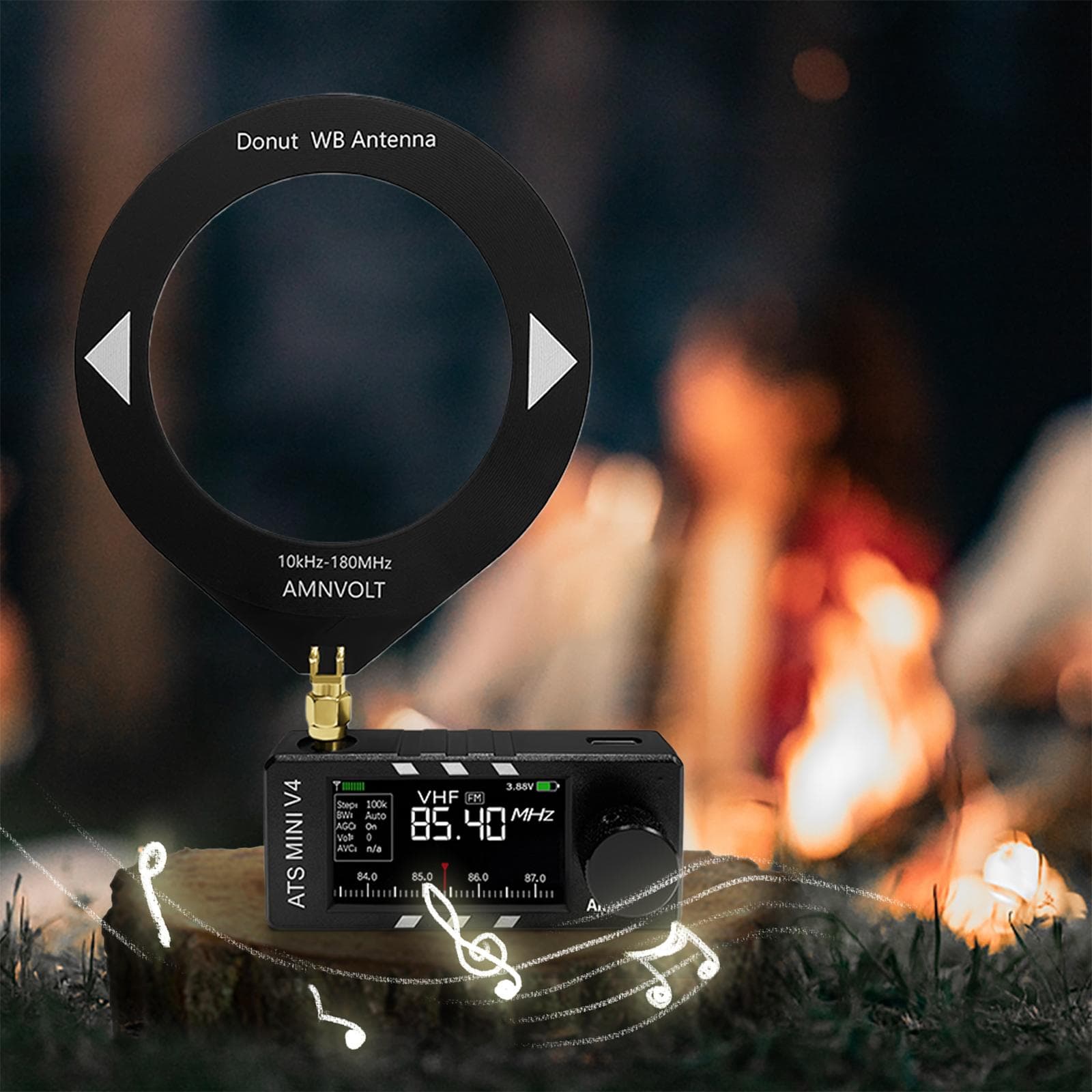 AMNVOLT V4 ATS MINI Radio med Hodetelefonforsterker LSB USB Transistor Lommeradioer Si4732 DSP Radio for Gåing Fotturer Camping
