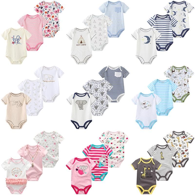 Babyklær Kortermet bomull Babyjenteklær O-hals Tegneserie Infantil Baby Gutteklær Nyfødte småbarn Jumpsuits Pysjamasklær Roupas de bebe cm