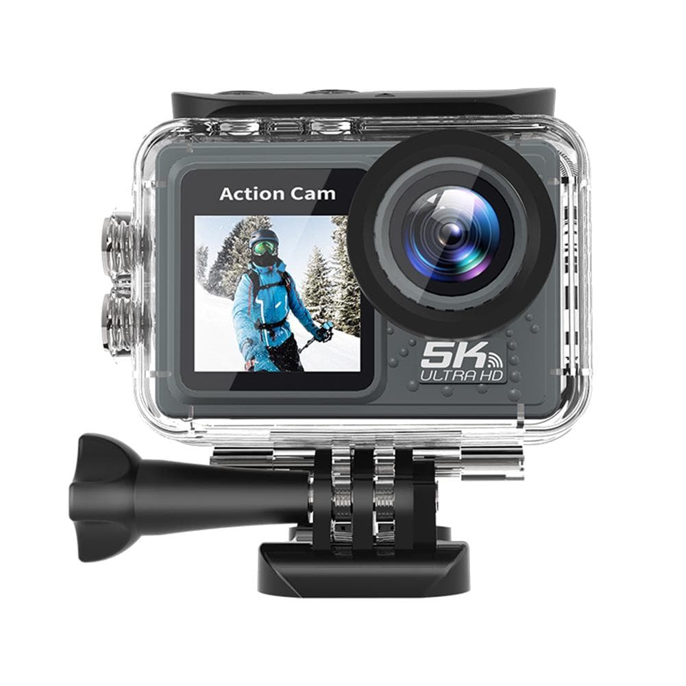 5K 4K 60FPS Actionkamera Risteavvisende WIFI Sportskamera Dobbel Skjerm 170° Vidvinkel 30m Vanntett med Fjernkontroll Svart