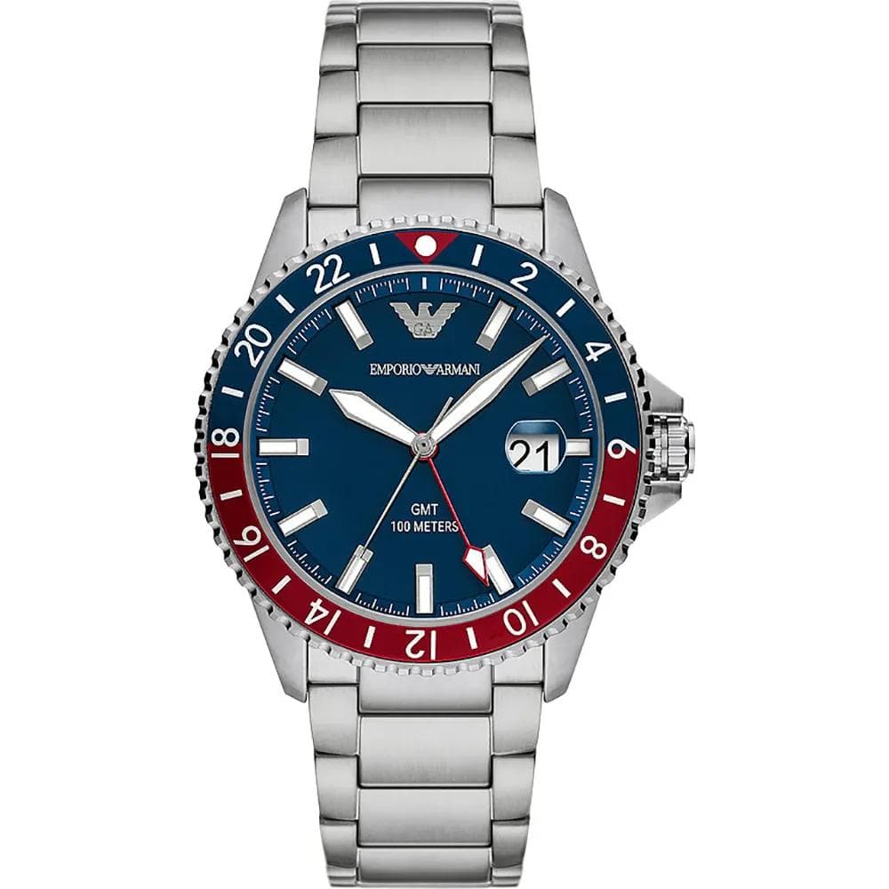 Emporio Armani Dykker GMT Blå Metall Herre Kvarts Klokke AR11590 Blå