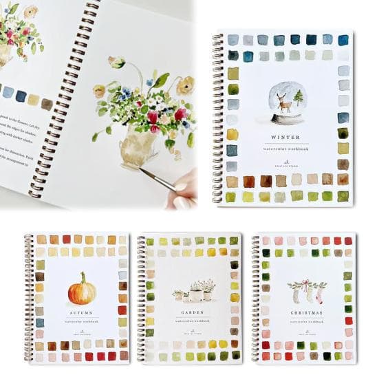 Aquarellarbeidsbok 24 farger Akvarellmalesett med pensler Spiralbundet vannfargebok Kunsthåndverk Gaver til nybegynnere