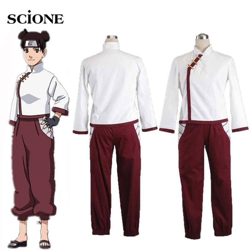 Scione Anime Cartoon Shippuden Tenten Cosplay-kostyme Damedresser Toppbukser Komplett sett cm