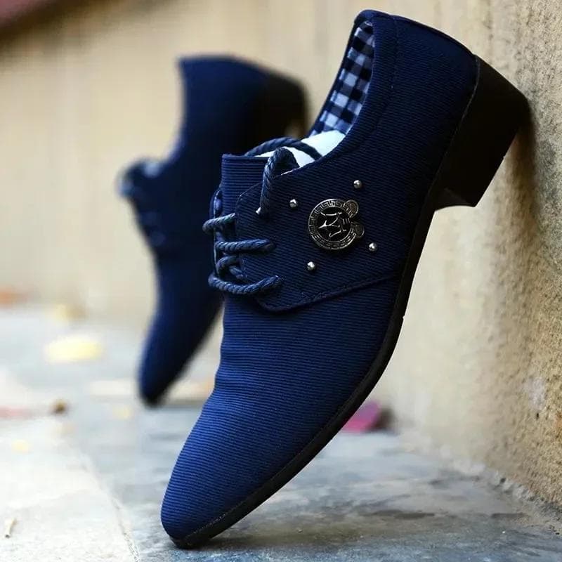 mote Canvas Derby Sko Herresko Bryllup Canvas Fritidssko Herre Formelt Fottøy Flerfarget Loafers Sko Menn Blå Ny cm