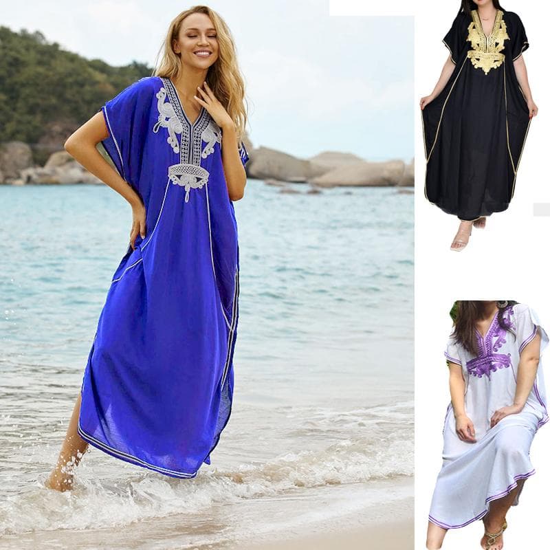 Broder marokkansk Kaftan Dame Maxi Eid Kjole Arabisk Farasha Casual Lang Oversize Party Hvit